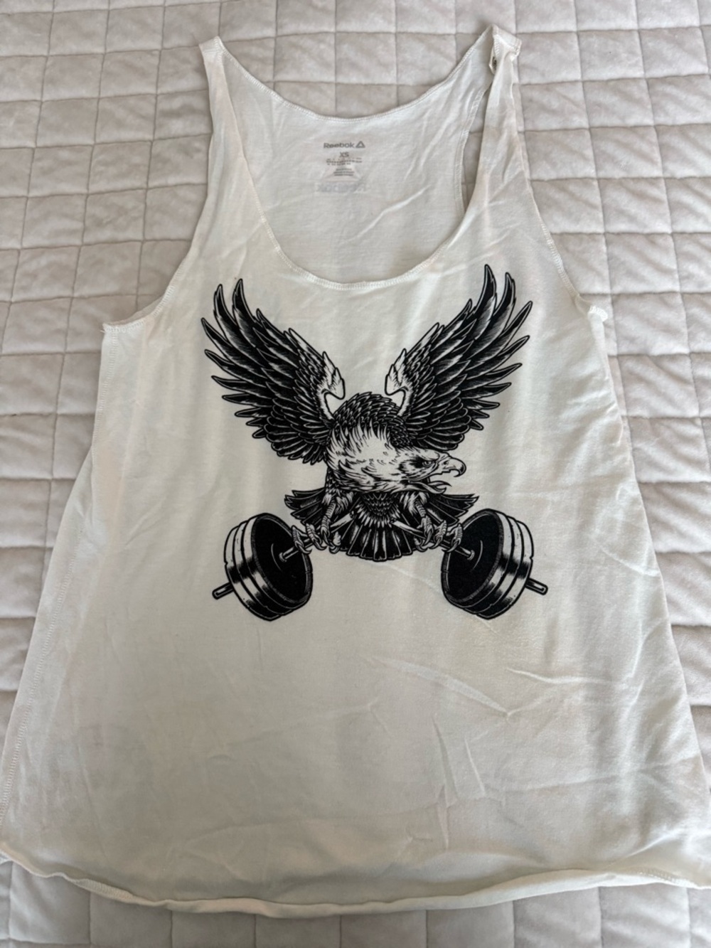 Reebok White Logo Athletic Crossfit Tee